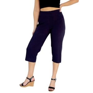 ALIA navy blue spandex stretch faux pocket cropped length pants size 14